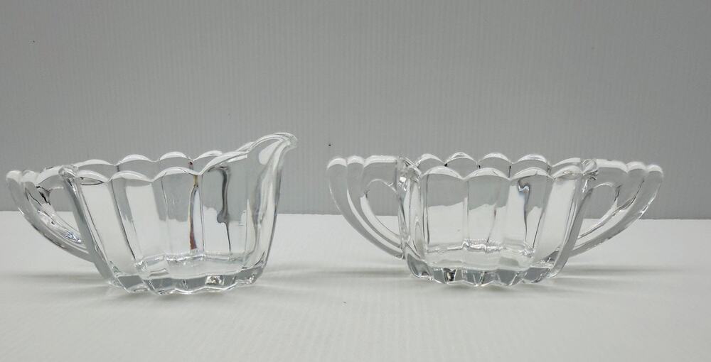 Vintage Heisey Crystolite Glass Creamer and Sugar Set with Tray Elegant Crystal